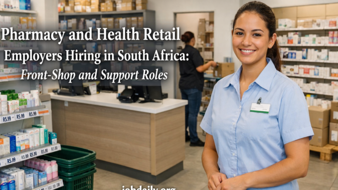 Guide to pharmacy retail jobs in South Africa, including front-shop and support roles, requirements, documents and how to apply safely.